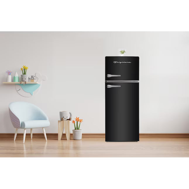 Frigidaire 7.2-cu ft Counter-Depth 21.3-in Wide Top-Freezer Refrigerator in Black EFR789-BLACK - Open Box