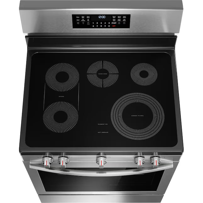 Frigidaire Stainless Steel Gallery 30" Electric Glass top Range with No Preheat + Air Fry GCRE3060BF - Open Box