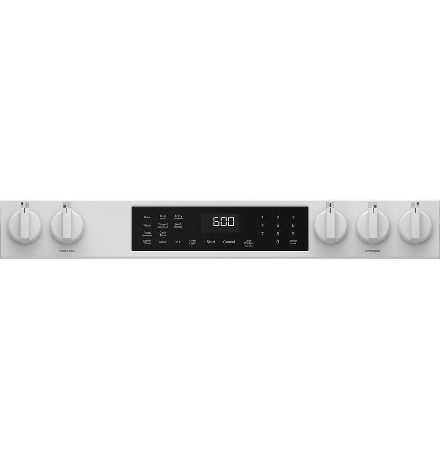 GE 30 in. 5-Burners Slide-In Smart Gas Convection Range in White with EasyWash Oven Tray And No-Preheat Air Fry GGS600AVWW - Scratch & Dent (Minor)