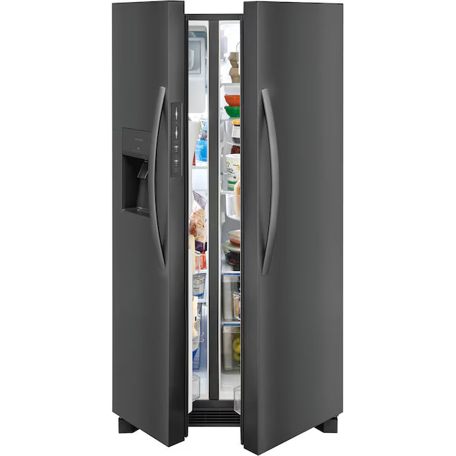 Frigidaire 25.6-cu ft Standard-Depth 36-in Wide Side-by-Side Refrigerator with Ice Maker, Water and Ice Dispenser in Black Stainless Steel FRSS2623AD - Scratch & Dent (Minor)