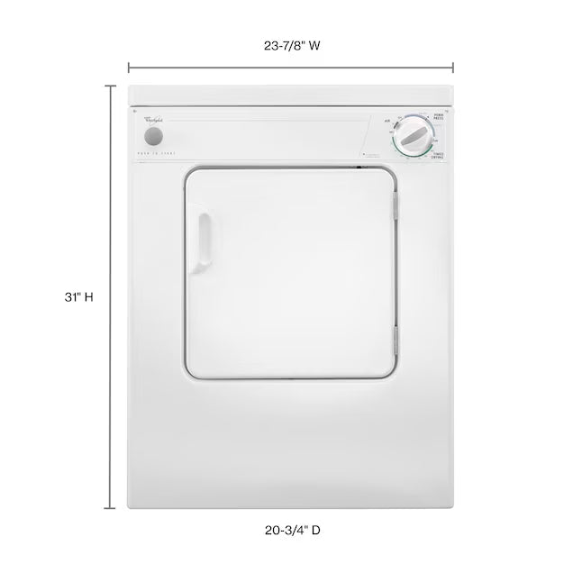 Whirlpool 3.4 cu. ft. Compact Front Load Dryer with Flexible Installation 31132SD99 - LDR3822PQ - Scratch & Dent (Moderate)