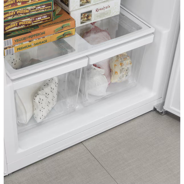 GE Garage Ready 21.3 cu. ft. Frost Free Defrost Upright Freezer in White 30133SD115 - FUF21DLRWW - Scratch & Dent (Minor)