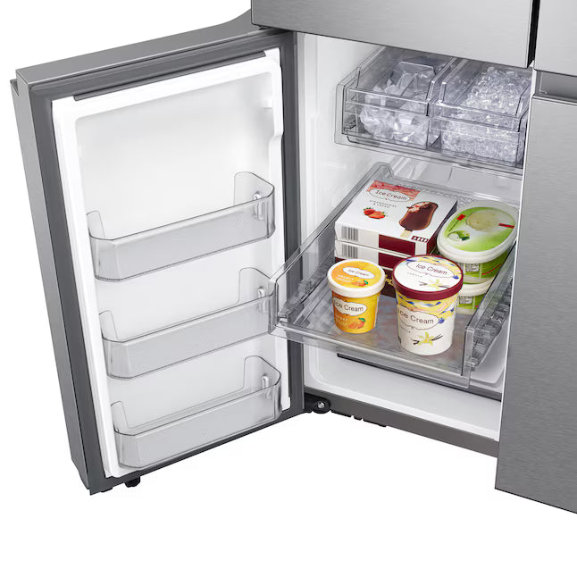 Samsung Counter-Depth 22.9-cu ft 4 -Door ENERGY STAR Certified Smart Compatible French Door Refrigerator with Dual Ice Maker in Fingerprint Resistant Stainless Steel RF23A9071SR - Scratch & Dent (Major)