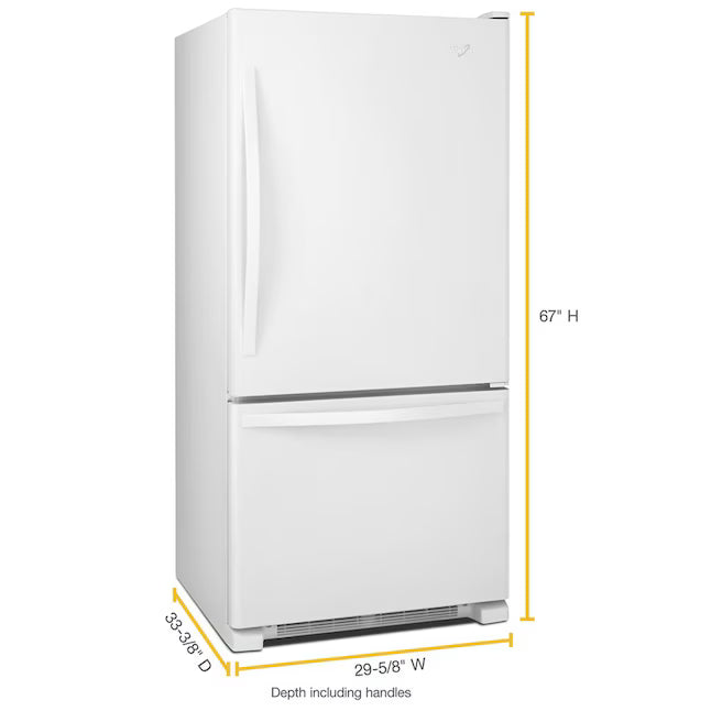 Whirlpool 18.7 cu. ft. Bottom Freezer Refrigerator in White WRB329DMBW - Scratch & Dent (Minor)