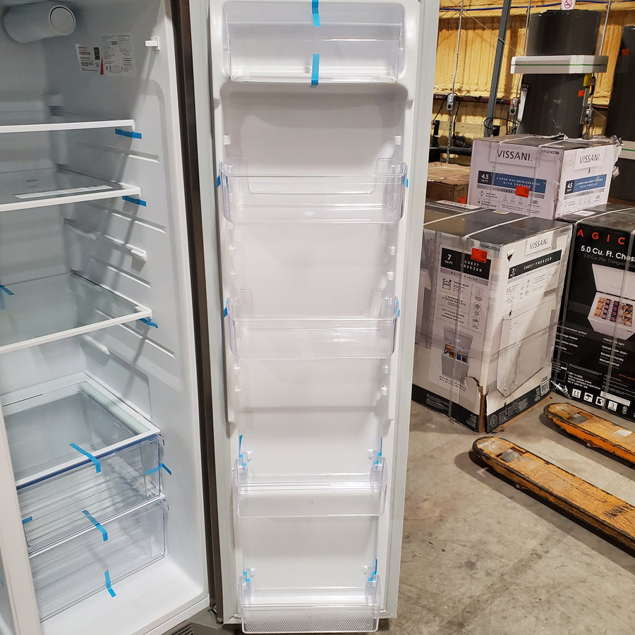 Frigidaire 25.6-cu ft ENERGY STAR Side-by-Side Refrigerator with Ice Maker in Fingerprint Resistant Stainless Steel 22SD031 - FRSS26L3AF - Scratch & Dent (Minor)