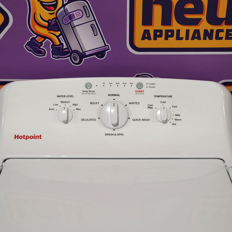 Hotpoint® 4.0 cu. ft. Capacity Washer with Cold Plus and Water Level Control HTW265ASWWW - Scratch & Dent (Moderate) and Hotpoint® 6.2 cu. ft. vented Electric Dryer with Auto Dry 16101 - HTX26EASWWW - Scratch & Dent (Minor)