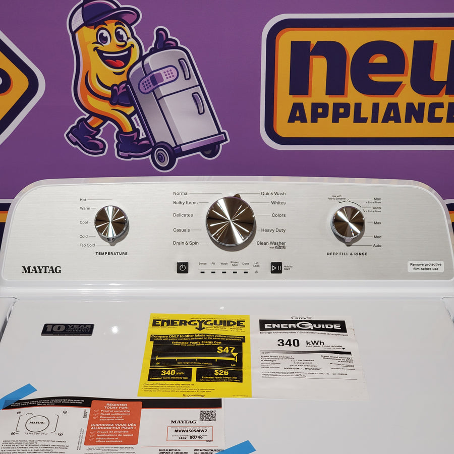 Maytag Top Load 4.5 Cu. Ft. Washer with Deep Fill in White 24SD19 - MVW4505MW - Open Box