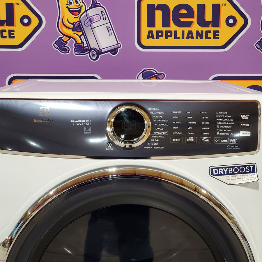 Electrolux 4.5 Cu.Ft. Stackable Front Load Washer with Steam and SmartBoost Wash System ELFW7637AW - Scratch & Dent (Moderate) and Electrolux 8.0 cu. ft. Front Load Electric Dryer with Perfect Steam ELFE7637AW - Scratch & Dent (Minor)