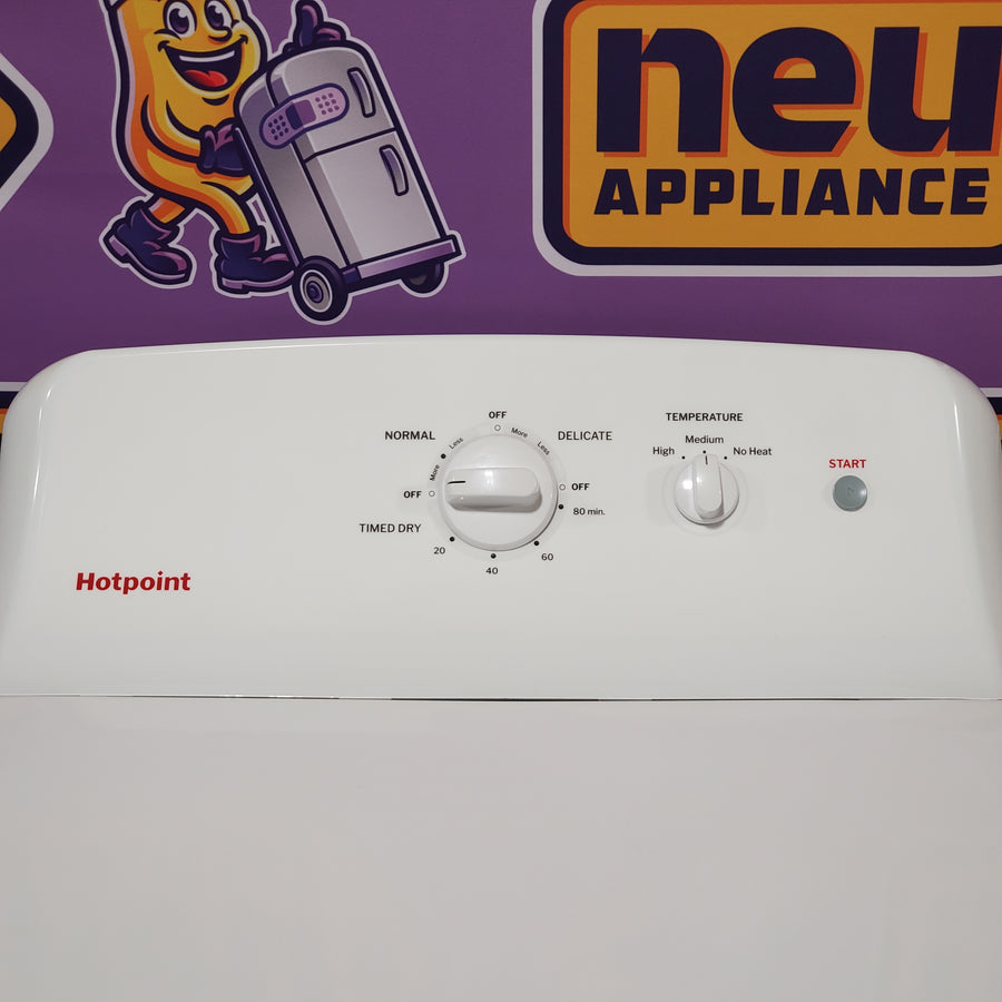 Hotpoint 6.2 cu. ft. Capacity Electric Dryer with Up To 120 ft. Venting and Shallow Depth 25SD091 - HTX26EASWWW - Open Box