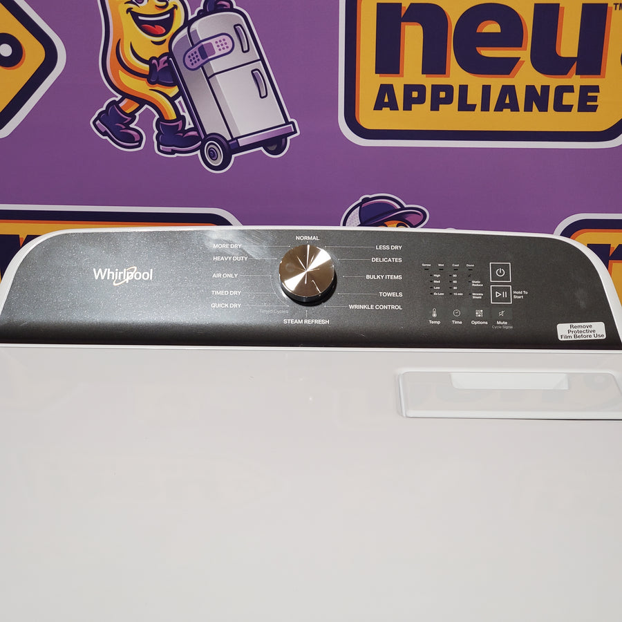 Whirlpool 4.6 Cu. Ft. Top Load Impeller Washer with Built-in Faucet WTW5020SW - Scratch & Dent (Moderate) and Whirlpool® 7.0 Cu. Ft. Electric Dryer with Moisture Sensor and Steam Refresh Cycle 16144 - WED6150PW - Open Box