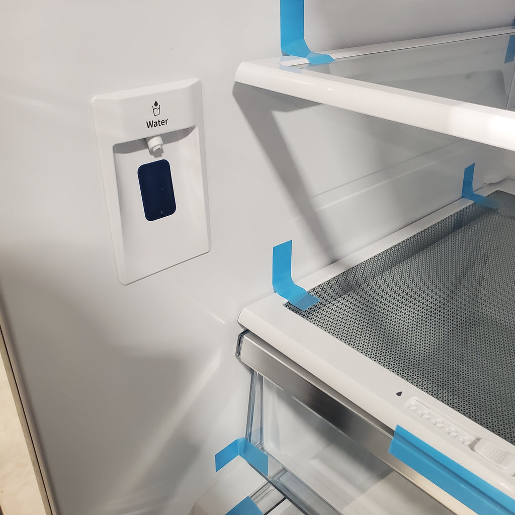 Pictures of Fingerprint Resistant Brushed Steel ENERGY STAR Hisense 26.6 cu. ft. 3 Door French Door Refrigerator with Icemaker and Internal Water Dispenser - Open Box - Neu Appliance Outlet - Discount Appliance Outlet in Austin, Tx