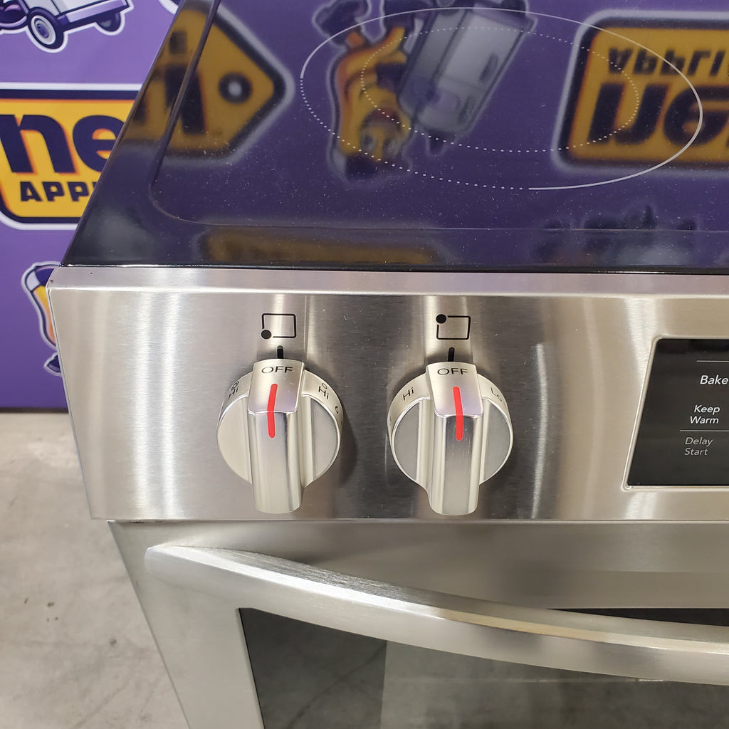 Pictures of Stainless Steel Frigidaire 30-in Glass Top 5 burner Slide-In Electric Range with 5.3-cu ft Convection Oven FCFE308LAF - Open Box - Neu Appliance Outlet - Discount Appliance Outlet in Austin, Tx