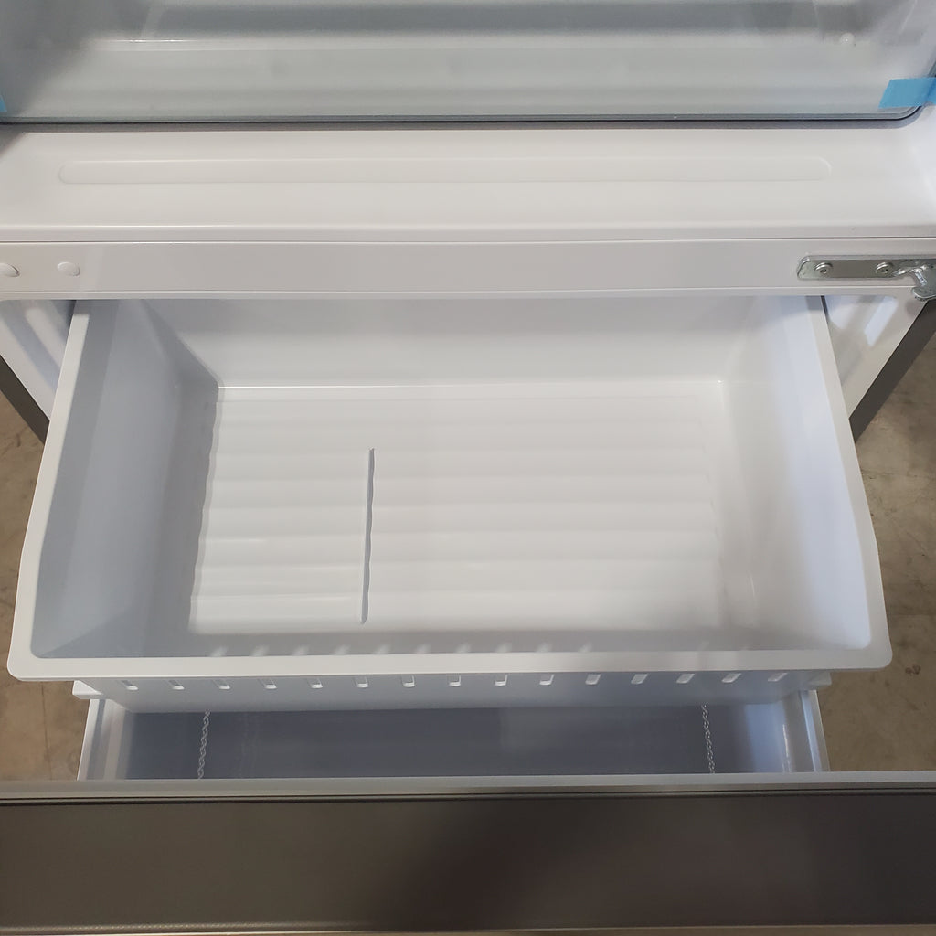 Pictures of Hisense 17.2 cu. ft. Fingerprint-Resistant Stainless Steel Refrigerator with LED Lighting, Metal Glide Doors, and Bottom Freezer HRB171N6ASE - Open Box - Neu Appliance Outlet - Discount Appliance Outlet in Austin, Tx