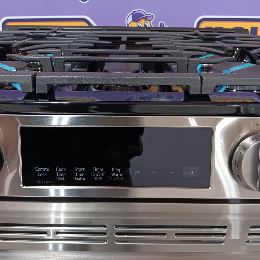 LG 5.8 cu.ft. Smart Propane-Converted Single Oven Slide-in Range, Air Fry, Fan Convection, EasyClean®, Self Clean, ThinQ®, Printproof® Stainless Steel LSGL5833X - Scratch & Dent (Minor)