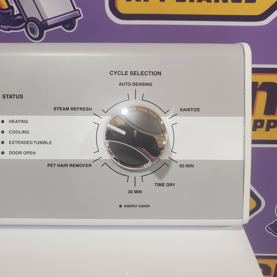 Speed Queen 27 Inch Electric Dryer with 7.0 Cu. Ft. Capacity, 4 Pre-Set Cycles, End of Cycle Indicator, Reversible Door, and Interior Light DC5003WE - Scratch & Dent (Moderate)