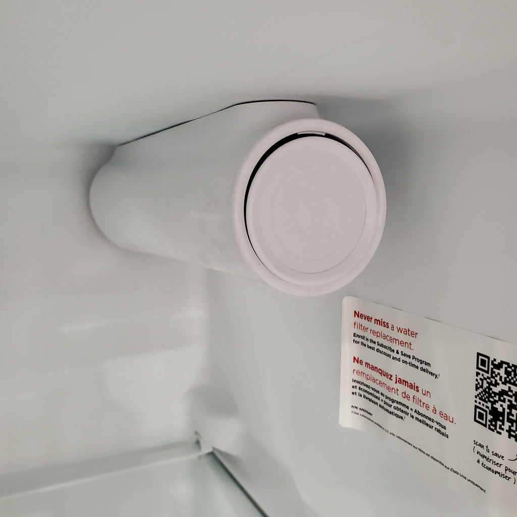 Pictures of Frigidaire 36" Wide 25.6 cu. ft. Side by Side Refrigerator in White with Exterior Ice and Water Dispenser FRSS2623AW - Open Box - Neu Appliance Outlet - Discount Appliance Outlet in Austin, Tx