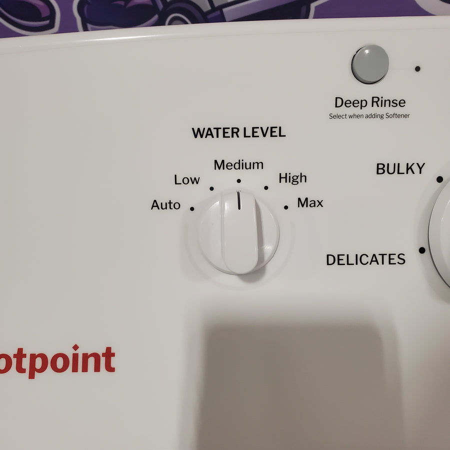 Hotpoint® 4.0 cu. ft. Capacity Washer with Cold Plus and Water Level Control HTW265ASWWW - Scratch & Dent (Minor) and Hotpoint® 6.2 cu. ft. vented Electric Dryer with Auto Dry 16140 - HTX26EASWWW - Scratch & Dent (Minor)