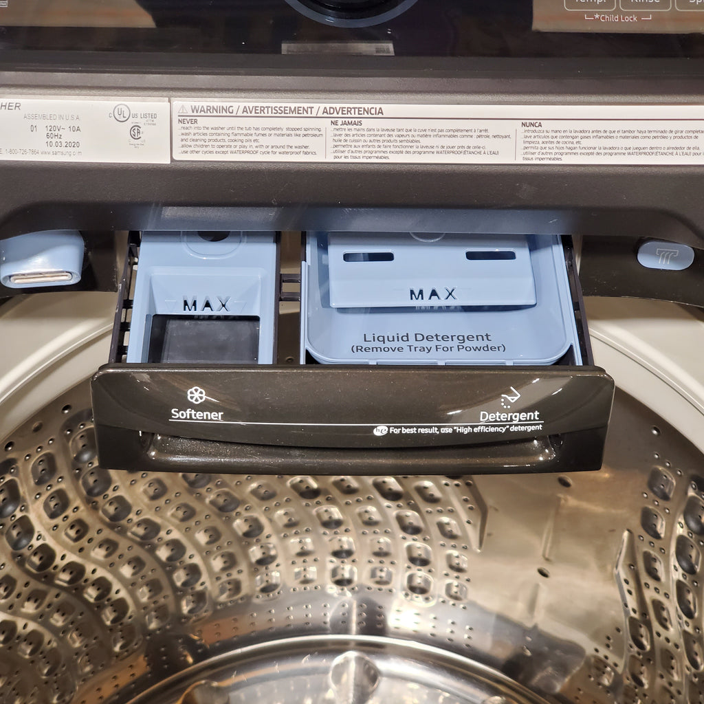 Pictures of Samsung 5.4 cu. ft. Top Load Washer with Active WaterJet in Black Stainless Steel WA54R7200AV - Certified Refurbished - Neu Appliance Outlet - Discount Appliance Outlet in Austin, Tx