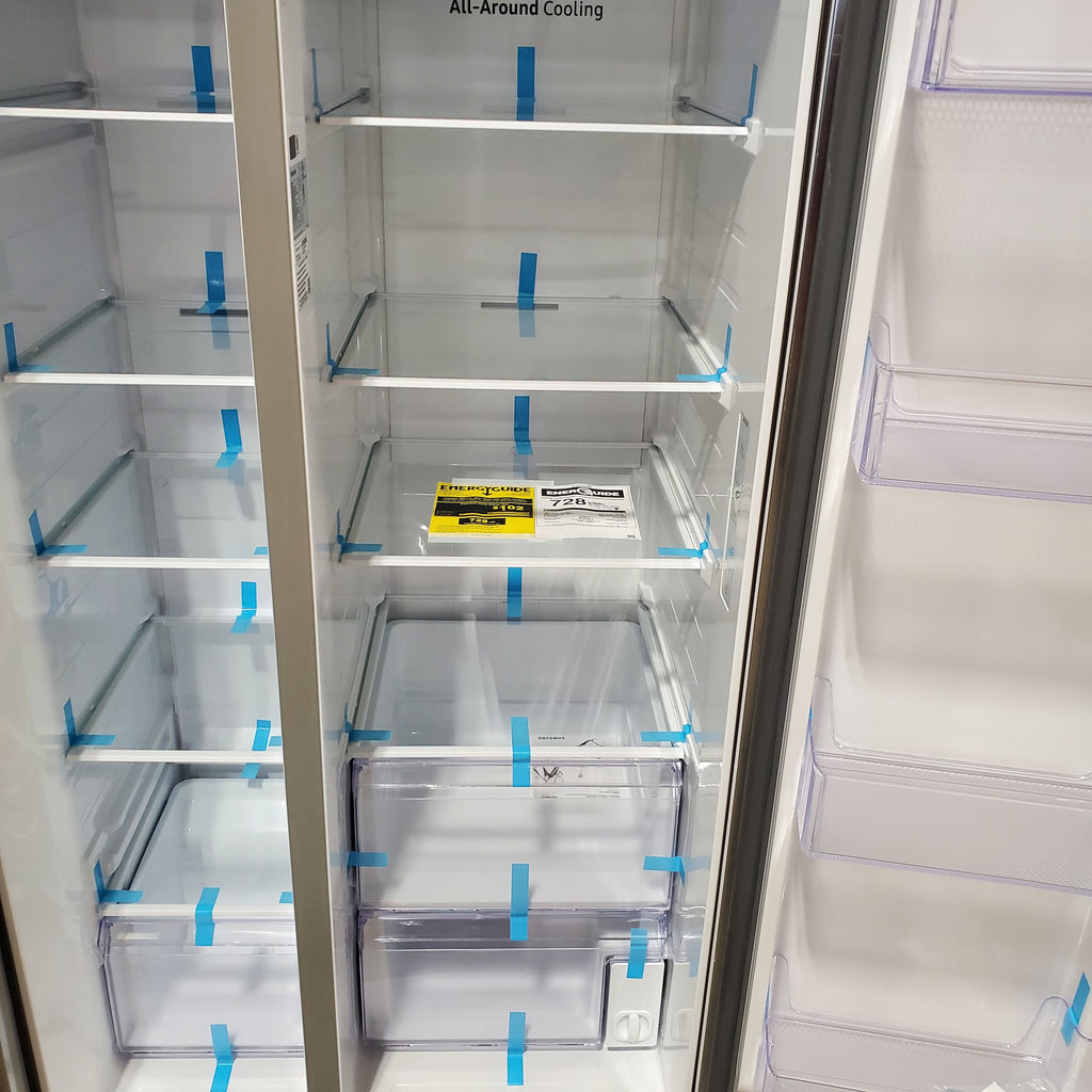 Pictures of Samsung 27.4-cu ft Side-by-Side Refrigerator with Ice Maker in Fingerprint Resistant Stainless Steel 4SD415 - RS27T5200SR - Scratch & Dent (Minor) - Neu Appliance Outlet - Discount Appliance Outlet in Austin, Tx