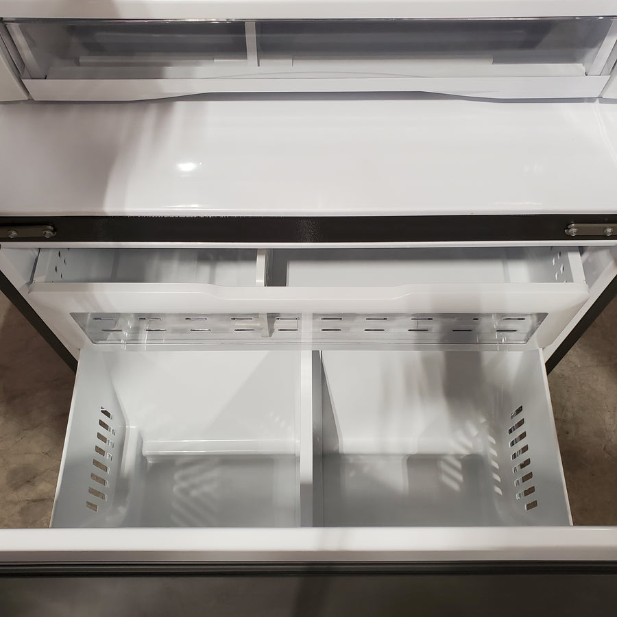 GE ENERGY STAR 22.1 Cu. Ft. Counter-Depth Fingerprint Resistant French-Door Refrigerator GYE22GYNFS - Scratch & Dent (Moderate)
