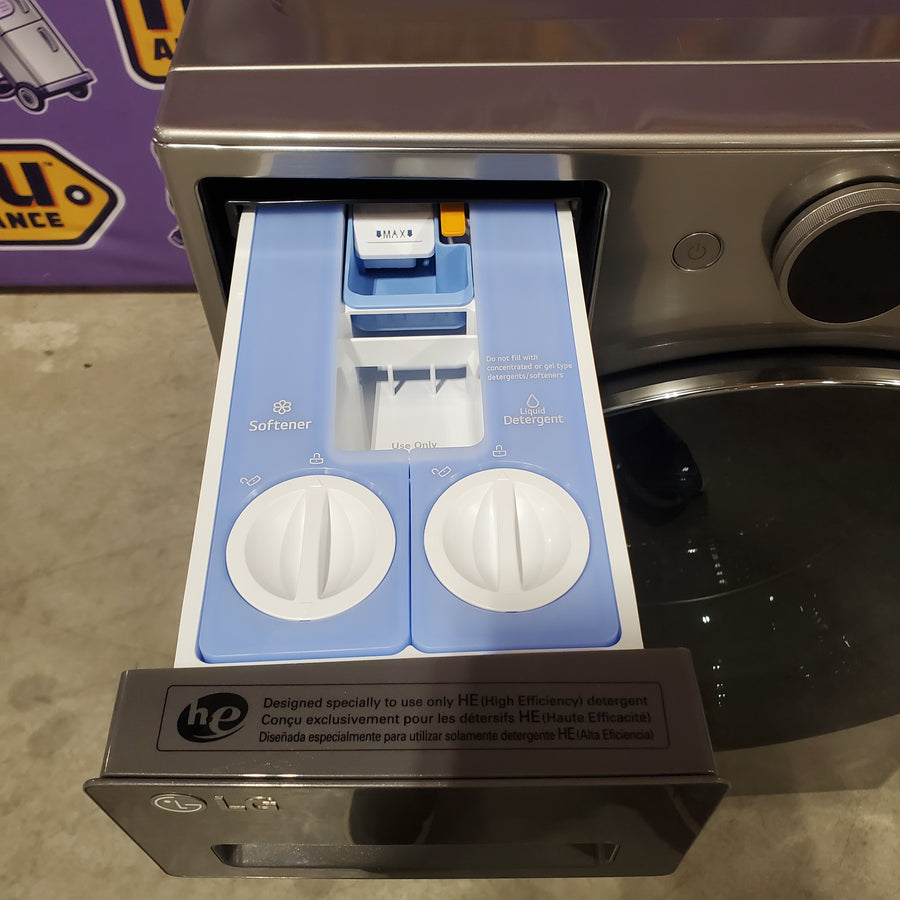 LG 4.5 cu. ft. Smart Front Load Washer with TurboWash® 360° and ezDispense® WM5700HVA - Scratch & Dent (Minor) and LG Smart Mega Capacity 7.8 Cu. Ft. Front Load Dryer with Dual Inverter Heat Pump Technology DLHC5502V - Scratch & Dent (Minor) and