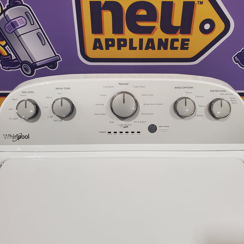 Pictures of HE Whirlpool 3.5 cu. ft. Top Load Washing Machine with Deep Water Wash WTW4816FW and 7 cu. ft. Electric Dryer with AutoDry WED4815EW- Scratch & Dent - Minor - Neu Appliance Outlet - Discount Appliance Outlet in Austin, Tx