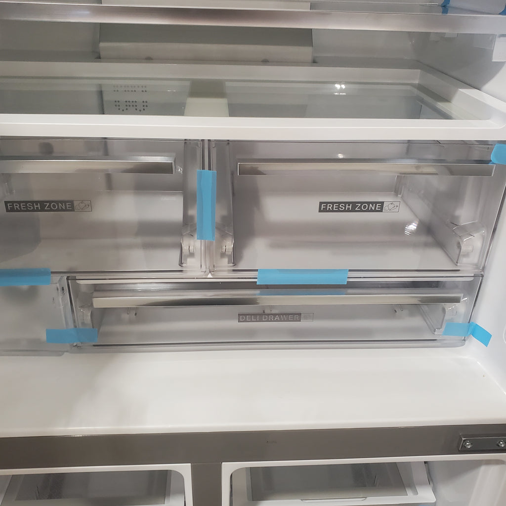 Pictures of Whirlpool Stainless Steel Counter Depth 4 Door French Door 36 Inch Refrigerator with Ice Maker in Door and Triple Evaporation System WRQC7836RZ - Scratch and Dent (Minor) - Neu Appliance Outlet - Discount Appliance Outlet in Austin, Tx