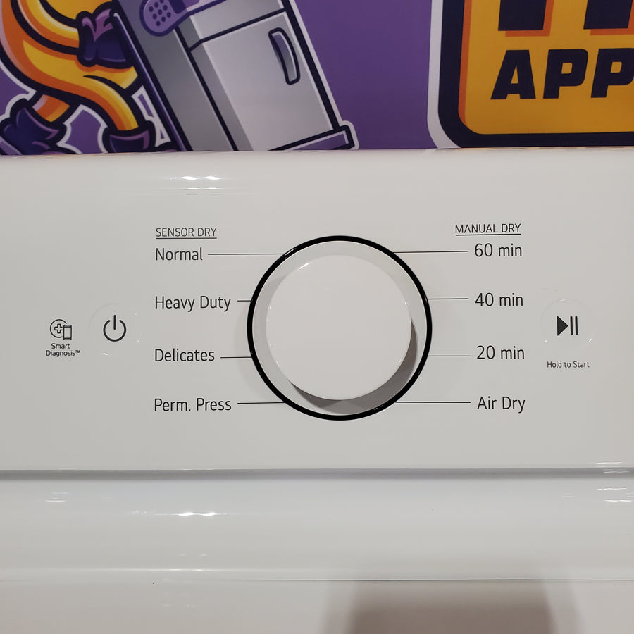 LG ENERGY STAR 7.3 cu. ft. Gas Dryer with Dial-A Cycle Knob and FlowSense Duct Clogging Indicator 31131SD56 - DLG6101W - Scratch & Dent (Major)