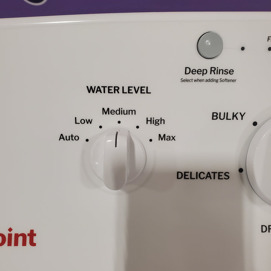Hotpoint® 4.0 cu. ft. Capacity Washer with Cold Plus and Water Level Control HTW265ASWWW - Scratch & Dent (Minor) and Hotpoint® 6.2 cu. ft. vented Electric Dryer with Auto Dry 16145 - HTX26EASWWW - Certified Refurbished