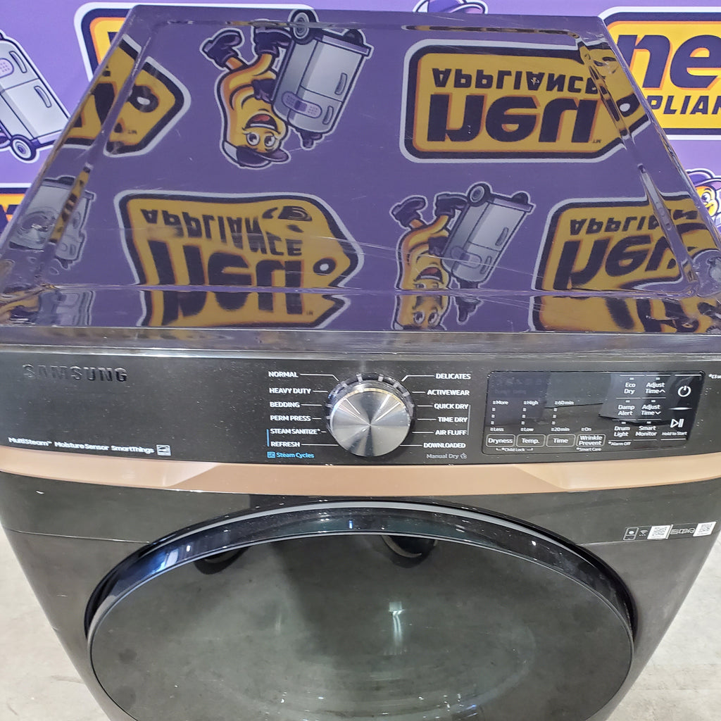 Pictures of Fingerprint Resistant Black Stainless Steel ENERGY STAR Samsung 7.5 cu. ft. Frontload Gas Dryer with Steam- Scratch & Dent - Moderate - Neu Appliance Outlet - Discount Appliance Outlet in Austin, Tx