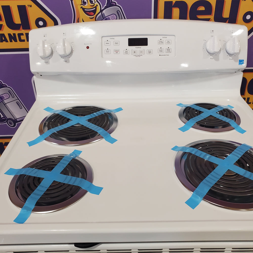 GE 5.0 cu. ft. Freestanding 4 Heating Element Electric Range with Dual Element Baking in White 3SD755 - JB256DMWW - Open Box