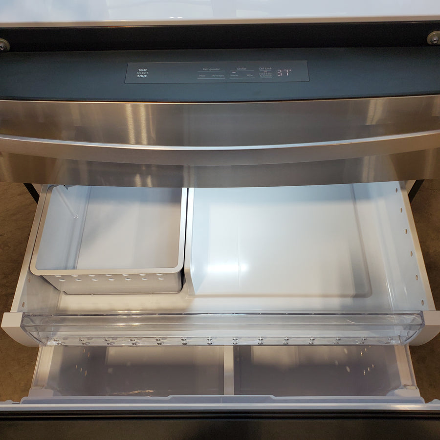 GE Profile 28.7 cu. ft. 4-Door French Door Refrigerator in Stainless Steel with Dual-Dispense Autofill Pitcher 22136SD342 - PGE29BYTFS - Scratch & Dent (Moderate)