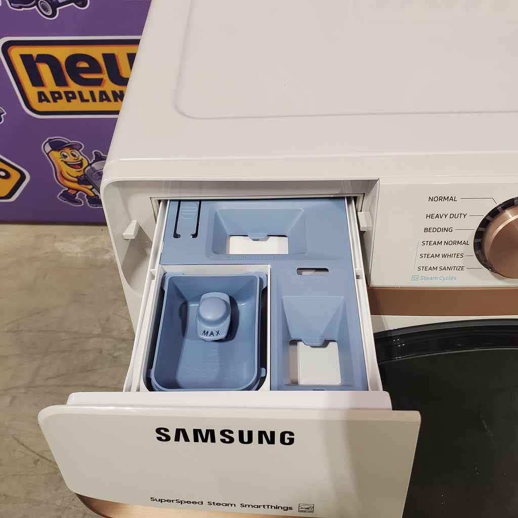 Pictures of Samsung Extra Large Capacity 5.0 cu. ft. Smart Front Load Washer in Ivory with Super Speed Wash and Steam Wi-Fi Connectivity 3SD726 - WF50BG8300AE - Open Box - Neu Appliance Outlet - Discount Appliance Outlet in Austin, Tx