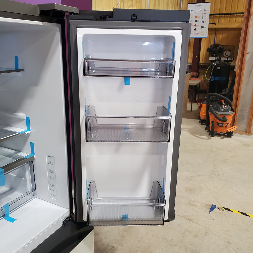 Pictures of Samsung Bespoke 29 cu ft. 4-Door Standard Depth French Door Smart Refrigerator with Beverage Center Auto Fill Pitcher and Dual Ice Maker with Ice Bites™ in White Glass 4SD401 - RF29BB86004MAA - Open Box - Neu Appliance Outlet - Discount Appliance Outlet in Austin, Tx