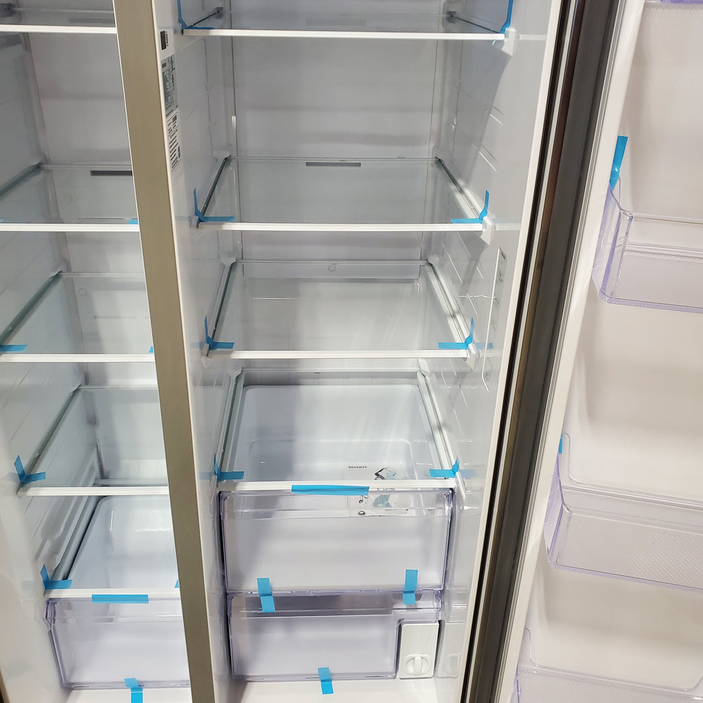 Pictures of Samsung 27.4-cu ft Side-by-Side Refrigerator with Ice Maker in Fingerprint Resistant Stainless Steel 4SD426 - RS27T5200SR - Scratch & Dent (Minor) - Neu Appliance Outlet - Discount Appliance Outlet in Austin, Tx