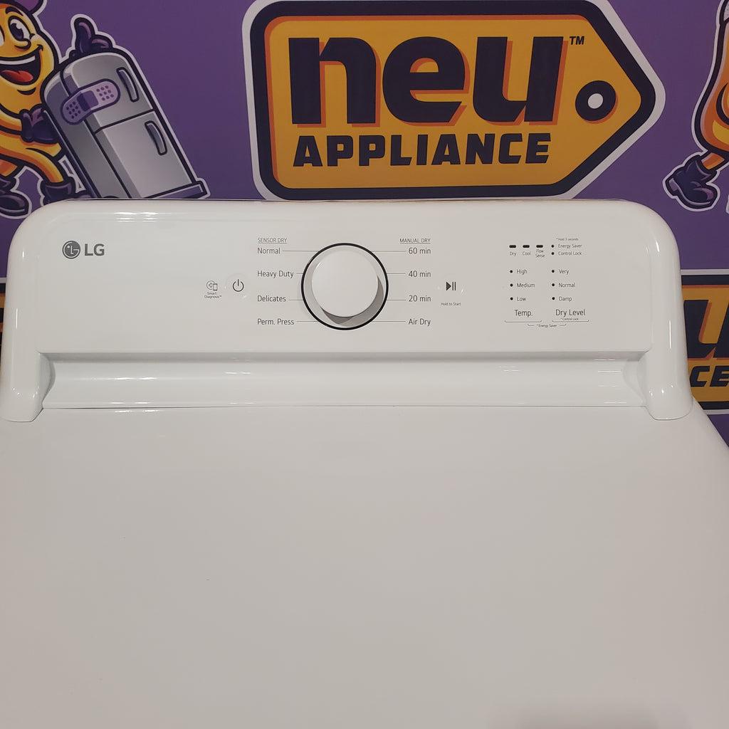 Pictures of LG White Top Load 4.5 Cu. Ft. Washer with NeveRust Drum and TurboDrum Technology WT7000CW - Certified Refurbished and LG 7.3 Cu. Ft. Electric Rear Control Ultra Large Capacity Dryer in White with Sensor Dry 16037 - DLE6100W - Certified Refurbished - Neu Appliance Outlet - Discount Appliance Outlet in Austin, Tx