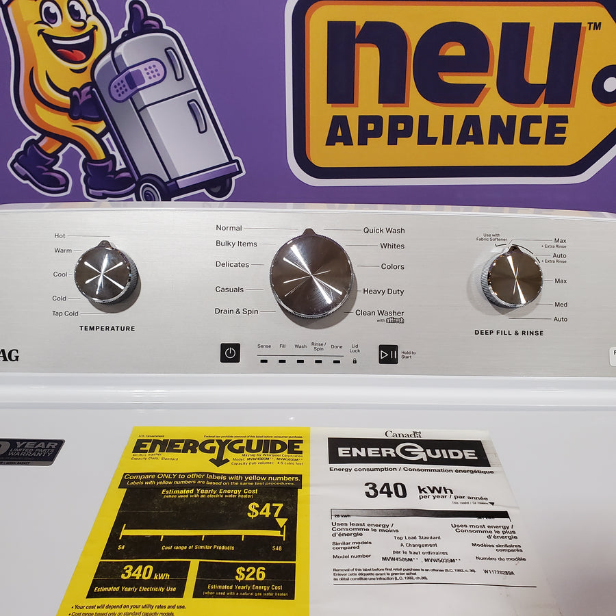 Maytag Top Load 4.5 Cu. Ft. Washer with Deep Fill in White 22136SD367 - MVW4505MW - Scratch & Dent (Minor)