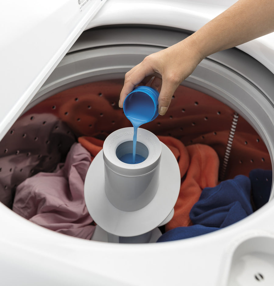 GE® 4.2 cu. ft. Capacity Washer with Stainless Steel Basket Certified Refurbished and GE 6.2 cu. ft. Capacity Electric Dryer with Up To 120 ft. Venting and Shallow Depth GTD33EASKWW - Certified Refurbished