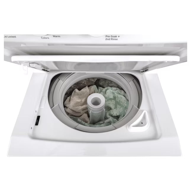 GE 24 in. Spacemaker 2.3 cu. ft. Washer and 4.4 cu. ft. Gas Laundry Center with Stainless Steel Wash Basket GUD24GSSMWW - Scratch & Dent (Minor)