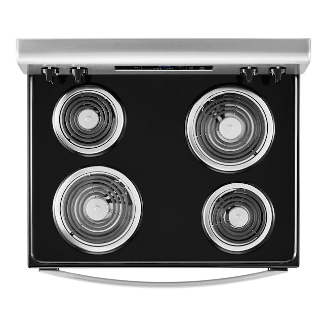 Whirlpool Stainless Steel 4.8 cu. ft. Electric Range with Keep Warm setting and Large Oven Window WFC150M0JS - Open Box