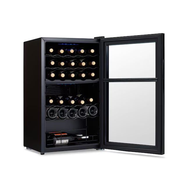 NewAir 61.5-in W 33-Bottles Mirrored Black Dual Zone Cooling Freestanding Indoor Wine Cooler NWC033BKD0 - Open Box