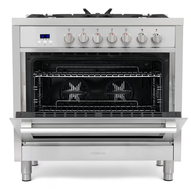 Cosmo 36-in Deep Recessed 5-Burner Convection Oven Freestanding Dual Fuel Range in Stainless Steel 22133SD173 - F965 - Scratch & Dent (Minor)