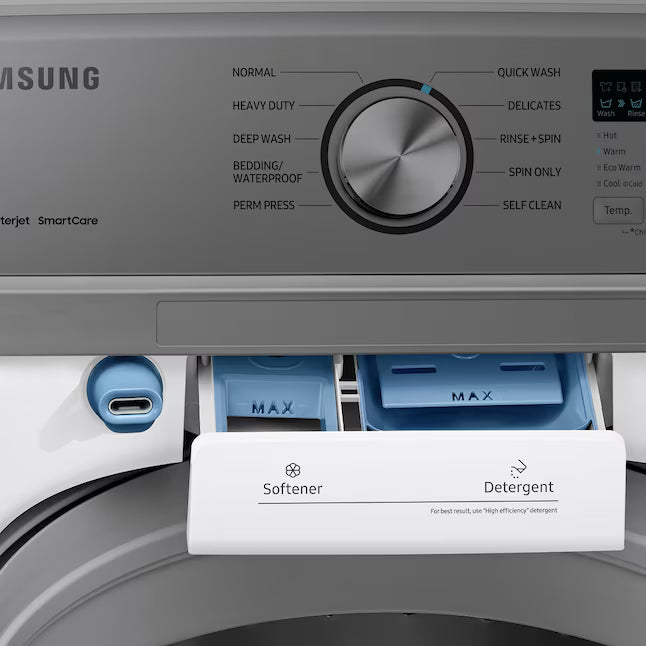 Samsung 4.5-cu ft High Efficiency Impeller Medium Top-Load Washer in White WA45T3400AW - Certified Refurbished and Samsung 7.2-cu ft Electric Dryer in White DV400EWHDWR - Certified Refurbished