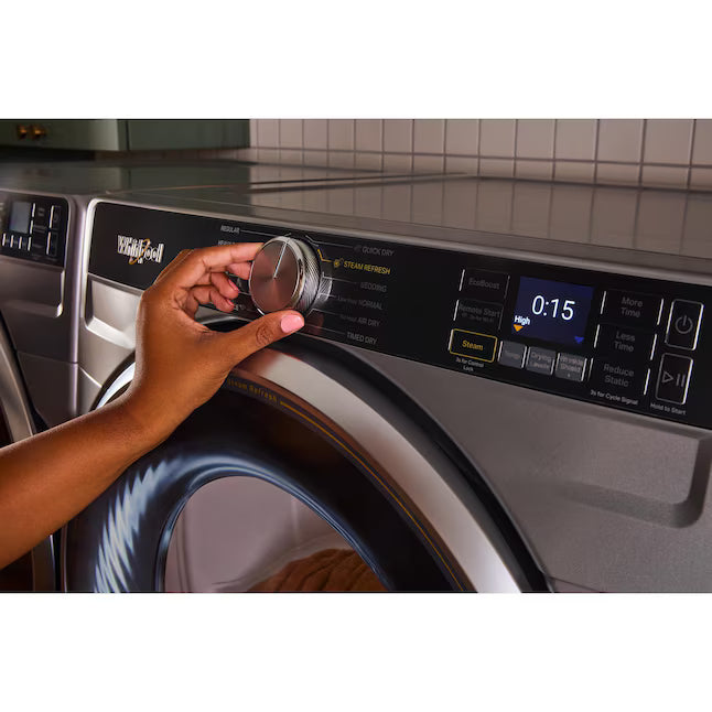 Whirlpool 7.4-cu ft Stackable Vented Gas Dryer with Steam Cycle in Volcano Black 31134SD185 - WGD6720RU - Open Box