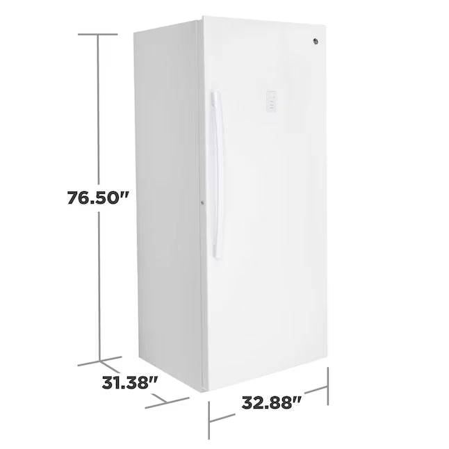 GE Garage Ready 21.3 cu. ft. Frost Free Defrost Upright Freezer in White 30133SD115 - FUF21DLRWW - Scratch & Dent (Minor)