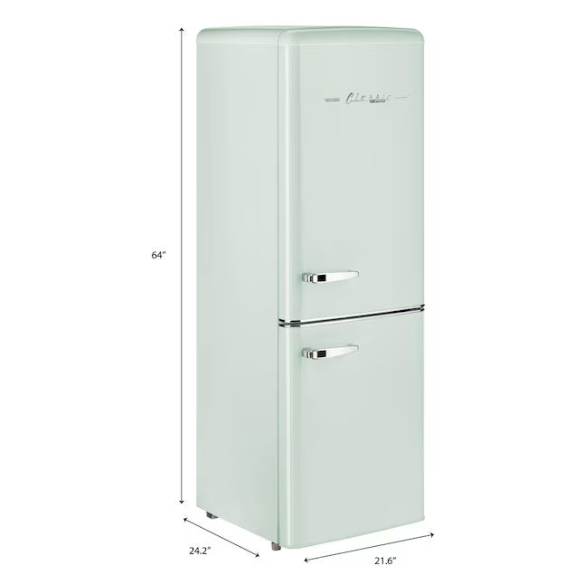 UNIQUE Classic Retro 21.6 in. 7 cu. ft. Retro Bottom Freezer Refrigerator in Ocean Mist Turquoise, ENERGY STAR 251312SD976 - UGP-215L LB AC - Open Box