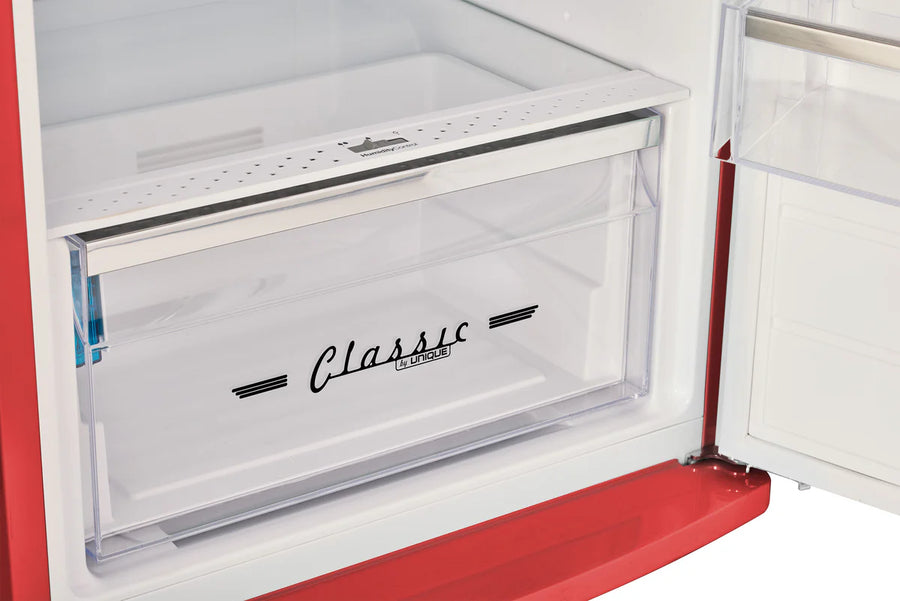 Unique Classic Retro 23.8 in. 11 cu. ft. Frost Free Top Freezer Refrigerator in Candy Apple Red, Energy Star 25CR226 - UNQ-310L-R-TM - Scratch & Dent (Minor)