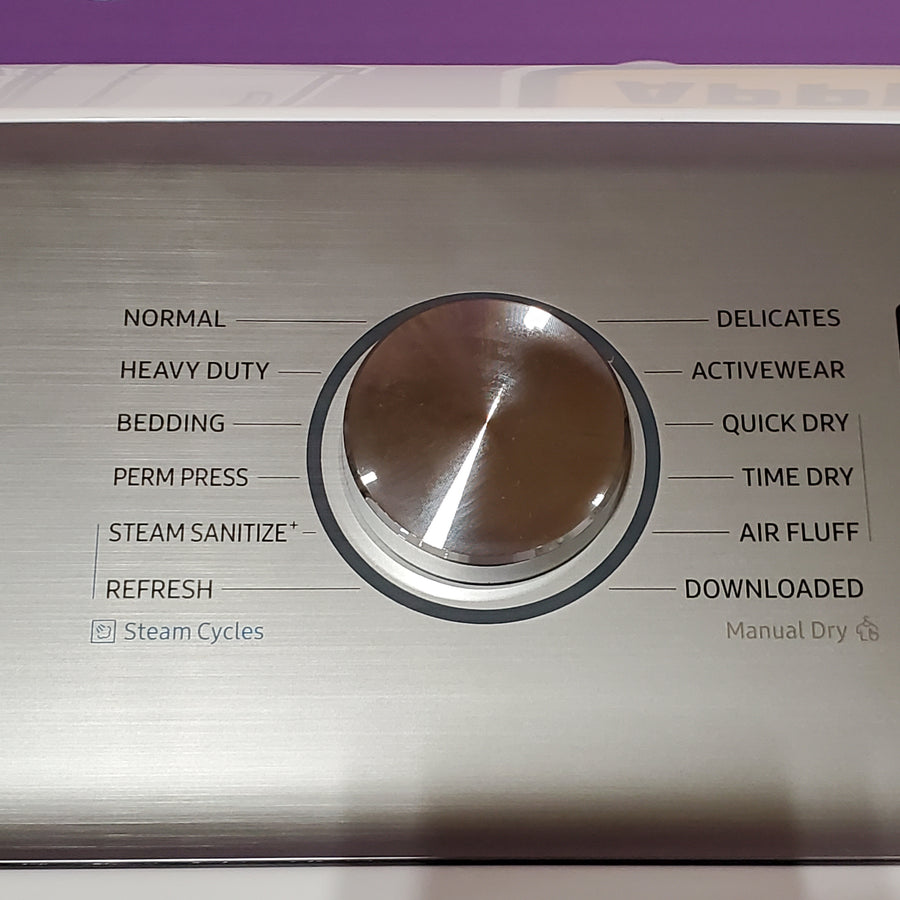 Samsung 5.2 cu. ft. Large Capacity Smart Top Load Washer with Super Speed Wash in White WA52DG5500AW - Open Box and Samsung White Smart Electric 7.4 Cu. Ft. Dryer with Sensor Dry and Steam Sanitize+ 16179 - DVE52A5500W - Scratch & Dent - Minor (Copy)