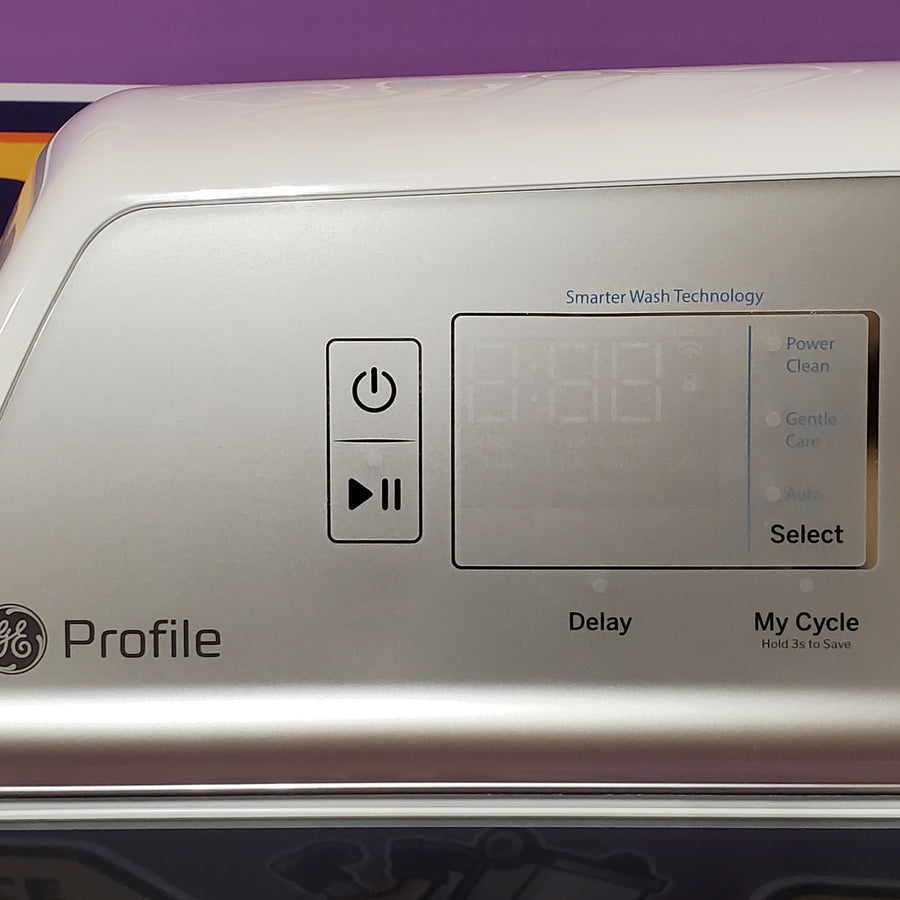GE Profile™ ENERGY STAR® 5.0 cu. ft. Capacity Washer with Smarter Wash Technology PTW600BSRWS - New in Box and GE Profile™ ENERGY STAR® 7.4 cu. ft. Capacity Electric Dryer with Sanitize Cycle 16229 - PTD60EBSRWS - Scratch & Dent (Moderate)