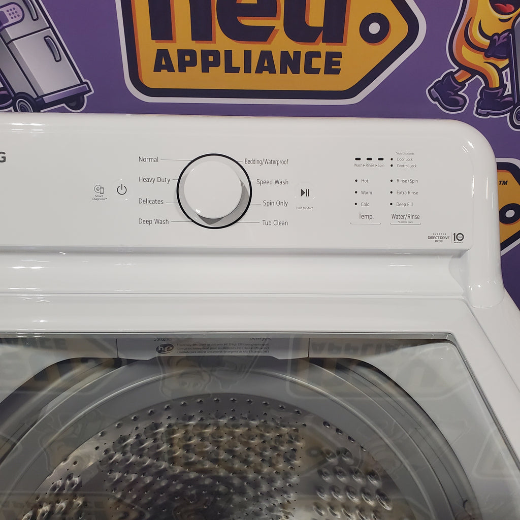 Pictures of ENERGY STAR LG 4.1 cu. ft. Top Load Washing Machine with 4-Way Agitator WT6105CW and ENERGY STAR LG 7.3 cu. ft. Electric Dryer with Smart Diagnosis DLE6100W - Open Box - Neu Appliance Outlet - Discount Appliance Outlet in Austin, Tx
